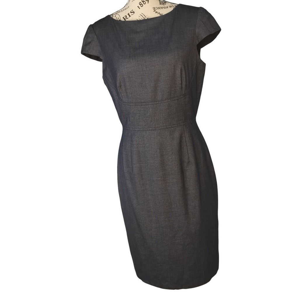 Antonio Melani Womens Charcoal Gray Cap Sleeve Sheath Work‎ Dress Size 6
